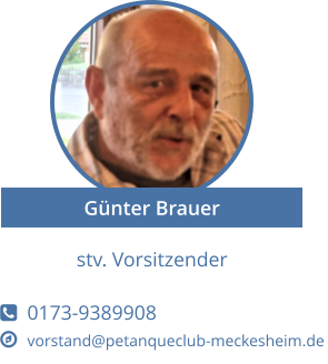 stv. Vorsitzender    0173-9389908   vorstand@petanqueclub-meckesheim.de Günter Brauer